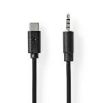 Nedis USB-C- Adapter | USB 2.0 | USB-C- Hane | 3.5 mm Hane | 1.00 m | Rund | Nickelplaterad | Svart | Label