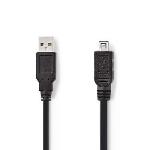 Nedis USB-kabel | USB 2.0 | USB-A Hane | Mini 4-Pin Hane | 480 Mbps | Nickelplaterad | 2.00 m | Rund | PVC | Svart | Plastpåse