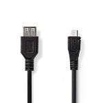 Nedis USB-adapter | USB 2.0 | USB Micro-B Hane | USB-A Hona | 480 Mbps | 0.20 m | Rund | Nickelplaterad | PVC | Svart | Plastpåse