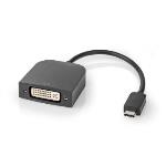 Nedis USB-C- Adapter | USB 3.2 Gen 1 | USB-C- Hane | DVI-D 24+1-Pin Hona | 1080p | 0.20 m | Rund | Nickelplaterad | PVC | Svart | Låda
