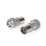 Nedis IEC (coax) | Rak | Hona | Nickelplaterad | 75 Ohm | Skruva | Kabel input diameter: 7.0 mm | Metall | Silver | 2 st. | Låda