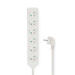 Nedis Gren kontakt | Jordad kontakt / Typ F (CEE 7/7) | 6-vägs | 3.00 m | 3680 W | 16 A | Typ av jordning: Sidkontakt | 230 V AC 50/60 Hz | Uttagsvinkel: 45 ° | H05VV-F 3G1.5mm² | Vit