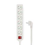 Nedis Gren kontakt | Jordad kontakt / Typ F (CEE 7/7) | 6-vägs | 5.00 m | 3680 W | 16 A | Typ av jordning: Sidkontakt | 230 V AC 50/60 Hz | Uttagsvinkel: 45 ° | H05VV-F 3G1.5mm² | På / av-knapp | Vit