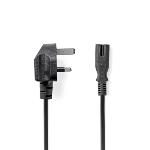 Nedis UK-strömkabel | UK Hane | IEC-320-C7 | 5.00 m | Ja | 2 x 0.75 mm² | Koppar | Rund | Nickelplaterad | UK | PVC | Nätkontakt: UK / Typ G | 250 V AC | 3 A | Svart