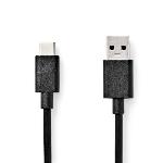 Nedis USB-kabel | USB 3.2 Gen 1 | USB-A Hane | USB-C- Hane | 15 W | 5 Gbps | Nickelplaterad | 1.00 m | Rund | PVC | Svart | Kuvert