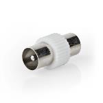 Nedis Satellite & Antenn Adapter | Coax Hane | Coax Hane | Nickelplaterad | 75 Ohm | Rak | Metall / Plast | Vit | 1 st. | Plastpåse