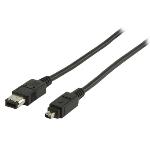 Valueline FireWire 400-Kabel FireWire 4-Pin Hane - FireWire 6-Pin Hane 2.00 m Svart