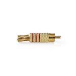 Nedis RCA Connector | Rak | Hane | Guldplaterad | Löda | Kabel input diameter: 7.0 mm | Metall | Guld / Röd | 10 st. | Plastpåse