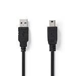 Nedis USB-kabel | USB 2.0 | USB-A Hane | USB Mini-B 5 pin Hane | 480 Mbps | Nickelplaterad | 1.00 m | Rund | PVC | Svart | Plastpåse
