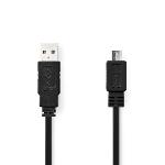 Nedis USB-kabel | USB 2.0 | USB-A Hane | USB Micro-B Hane | 480 Mbps | Nickelplaterad | 1.00 m | Platt | PVC | Svart | Plastpåse