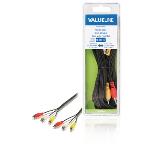 Valueline Komposit Videokabel 3x RCA Hane - 3x RCA Hane 3.00 m Svart