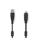 Nedis USB-kabel | USB 2.0 | USB-A Hane | Olympus 12-Pins Male | 480 Mbps | Nickelplaterad | 2.00 m | Rund | PVC | Svart | Kuvert