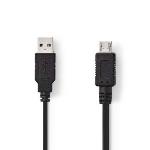 Nedis USB-kabel | USB 2.0 | USB-A Hane | USB Micro-A | 480 Mbps | Nickelplaterad | 2.00 m | Rund | PVC | Svart | Plastpåse