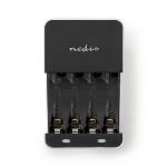 Nedis NiMH Batteriladdare AA / AAA | 1.2 V DC | Underhållsladdning | Euro / Typ C (CEE 7/16) | Batteritypsenergi: AA / AAA | Svart / Vit