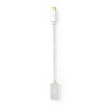 Nedis USB-adapter | USB 3.2 Gen 1 | USB-C- Hane | USB-A Hona | 5 Gbps | 0.20 m | Rund | Guldplaterad | Flätad / Nylon | Silver | Kartong med täckt fönster