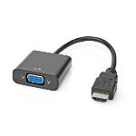 Nedis HDMI- Adapter | HDMI- Kontakt | VGA hona 15p / 3.5 mm Hona | Nickelplaterad | Rak | PVC | Svart | 1 st. | Låda