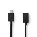 Nedis USB-C- Adapter | USB 3.2 Gen 1 | USB-C- Hane | USB-A Hona | 5 Gbps | 0.15 m | Rund | Nickelplaterad | PVC | Svart | Låda