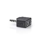 Nedis Stereo Audio Adapter | 3.5 mm Hane | 2x 3.5 mm, Hona | Nickelplaterad | Rak | ABS | Svart | 1 st. | Låda