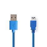 Nedis USB-kabel | USB 3.2 Gen 1 | USB-A Hane | USB-A Hona | 5 Gbps | Nickelplaterad | 2.00 m | Rund | PVC | Blå | Låda