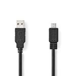 Nedis USB-kabel | USB 2.0 | USB-A Hane | USB Micro-B Hane | 480 Mbps | Nickelplaterad | 3.00 m | Rund | PVC | Svart | Låda