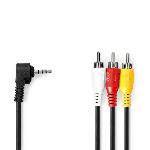 Nedis Audio Video-kabel | 3.5 mm Hane | 3x RCA Hane | Nickelplaterad | 2.00 m | Rund | PVC | Svart