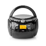 Nedis CD-spelare Boombox | Batteridriven / Strömadapter | Stereo | 9 W | Bluetooth® | FM | USB-uppspelning | Bärhandtag | Svart