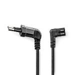 Nedis Strömkabel | Euro Male | IEC-320-C7 | Vinklat | Vinklat vänster | Nickelplaterad | 5.00 m | Platt | PVC | Svart | Kuvert