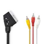 Nedis SCART-kabel | SCART Hane | 3x RCA Hane | Nickelplaterad | Bytbar | 480p | 1.00 m | Rund | PVC | Svart | Plastpåse