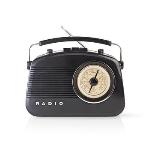 Nedis FM-radio | Bordsdesign | AM / FM | Batteridriven / Strömadapter | Analog | 4.5 W | Hörlursuttag | Bärhandtag | Svart