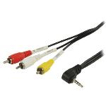 Valueline Komposit videokabel 3.5 mm Hane - 3x RCA Hane 2.00 m Svart