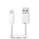 Nedis USB-kabel | USB 2.0 | Apple Lightning, 8-stifts | USB-A Hane | 480 Mbps | Nickelplaterad | 2.00 m | Rund | PVC | Vit | Låda