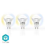 Nedis SmartLife LED Spot | Wi-Fi | GU10 | 400 lm | 5 W | Kall Vit / Varm Vit | 2700 - 6500 K | Energiklass: F | Android- / IOS | PAR16 | 3 st.