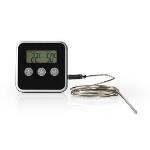 Nedis Kötttermometer | Alarm / Timer | LCD-skärm | 0 - 250 °C | Silver / Svart