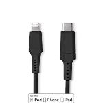 Nedis Lightning Kabel | USB 2.0 | Apple Lightning, 8-stifts | USB-C- Hane | 480 Mbps | Nickelplaterad | 2.00 m | Rund | PVC | Svart | Låda