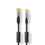 Nedis USB-kabel | USB 2.0 | USB-A Hane | USB-B Hane | 480 Mbps | Guldplaterad | 1.80 m | Rund | PVC | Antracit | Låda