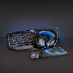Nedis Gaming Combo Kit | 4-i-1 | Tangentbord, headset, mus och musmatta | Blå / Svart | QWERTY | US Layout