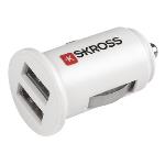 Skross Billaddare 2-Utgångar 2.0 A USB Vit