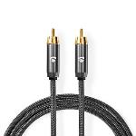 Nedis Digital Audio Kabel | RCA Hane | RCA Hane | Guldplaterad | 1.00 m | Rund | Bomullstyg | Metall | Kartong med täckt fönster