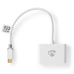 Nedis USB Multi-Port Adapter | USB 3.1 Gen1 | USB-C- Hane | 2x USB-A | 1000 Mbps | 0.20 m | Rund | Guldplaterad | PVC | Vit | Plastpåse