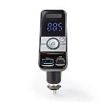 Nedis Bil FM-sändare | Tiltbar | Trådlösa samtal | 1.1 " | LED Skärm | Bluetooth® | PD 18 W / 5.0 V DC / 1.0 A | Snabbladdning | Google Assistant / Siri | Grå / Svart