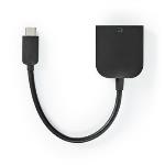 Nedis USB-C- Adapter | USB 3.2 Gen 1 | USB-C- Hane | VGA hona 15p | 1920x1200 | 5 Gbps | 0.20 m | Rund | Nickelplaterad | PVC | Svart | Plastpåse