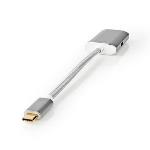Nedis USB-C- Adapter | USB 3.2 Gen 1 | USB-C- Hane | HDMI- Utgång | 4K@60Hz | Power delivery | 0.20 m | Rund | Guldplaterad | Flätad / Nylon | Silver | Kartong med täckt fönster