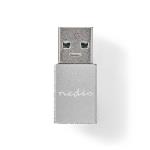 Nedis USB-adapter | USB 3.2 Gen 1 | USB-A Hane | USB-C- Hona | Nickelplaterad | Svart | Kuvert