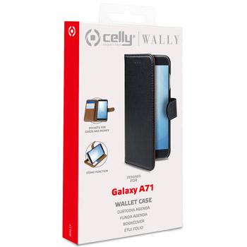 Celly: Wallet Case Galaxy A71 Svart