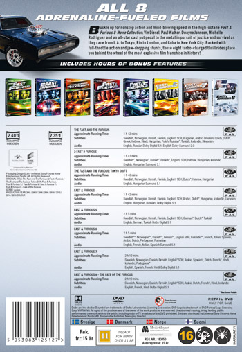 Fast Furious 1 8 Collection 8 Dvd Film Ginza Se