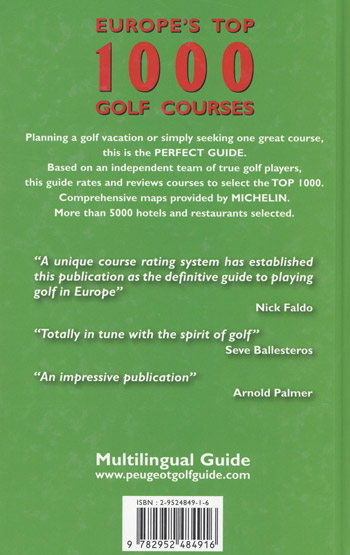 Peugeot golf guide 2008-2009 -  Europe top 1000 Golf Courses