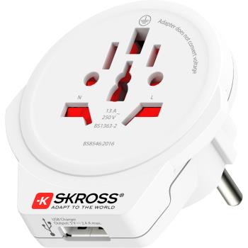 SKROSS: El-Adapter Europa med USB