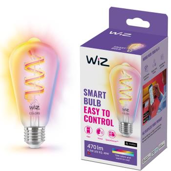 WiZ: WiFi Smart LED E27 ST64 40W Filament Färg + Varm-kallvit 470lm