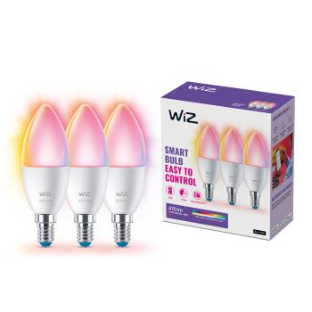 WiZ: WiFi Smart LED E14 Kron 40W Färg + Varm-kallvit 470 lm 3 pack
