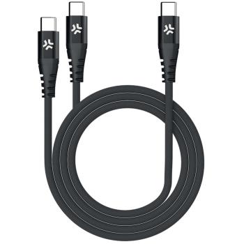 Celly: USB-C - 2x USB-C-kabel 100W PD 1,3m Svart